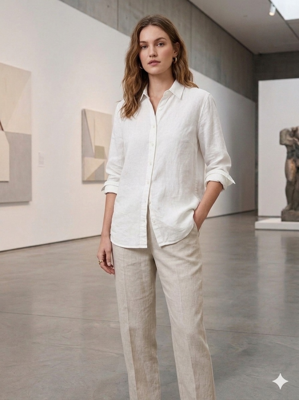 Banana Republic White 100% Irish Linen Button Front Shirt Women’s Size S